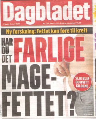 Advarsel fra Dagbladet. Magefettet er fett lagret i kroppen som er svært uheldig